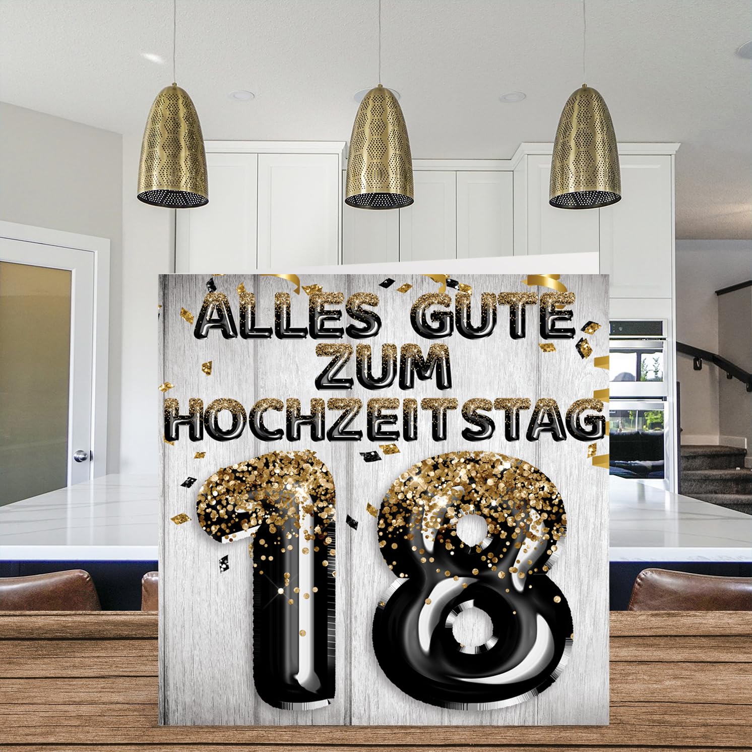 Glückwunschkarte Zum 18. Hochzeitstag – Mit Bären-Motiv & Metall-Token, 148 X 148 Mm