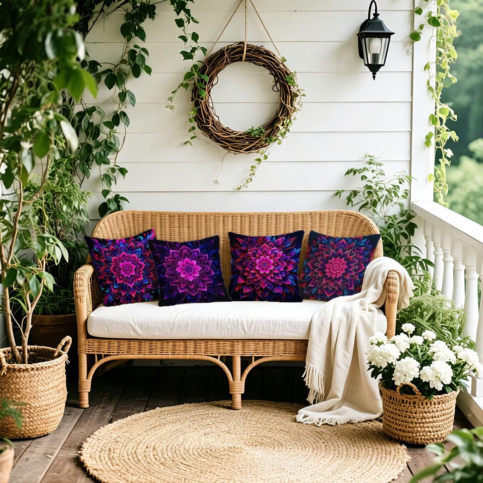 Coussin Exterieur Impermeable Violet, Taie Oreiller 45x45, Cod-343
