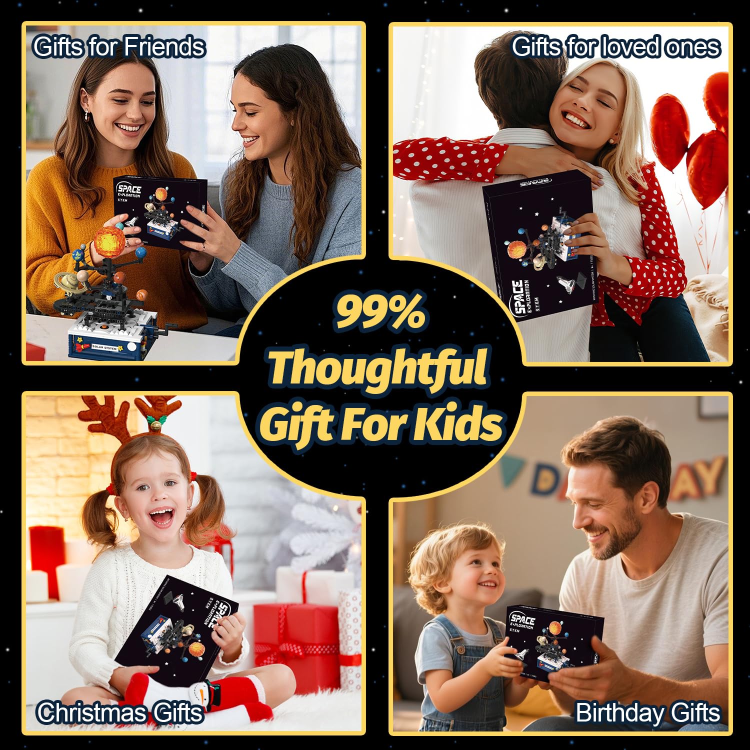 Solar System Building Sets，Compatible with Lego Space, Rotatable Planet Toys for Boys Age 8-12 with 9 Planets & Rocket Sets,Solar System for Kids,Gifts for Boys & Girls Age 8-14 Years Old，775 PCS