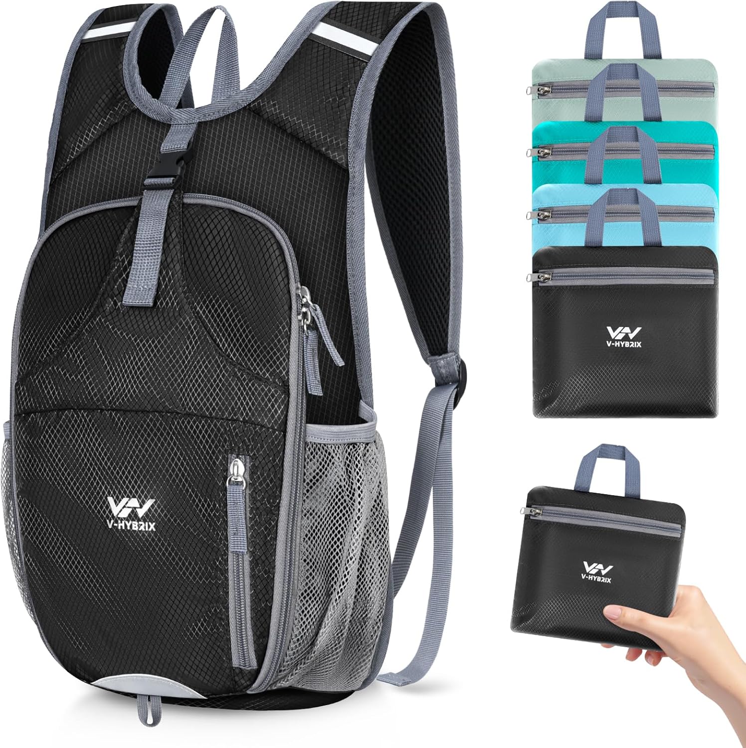 Lightweight 15L Foldable Waterproof Hiking Backpack for Travel – Black