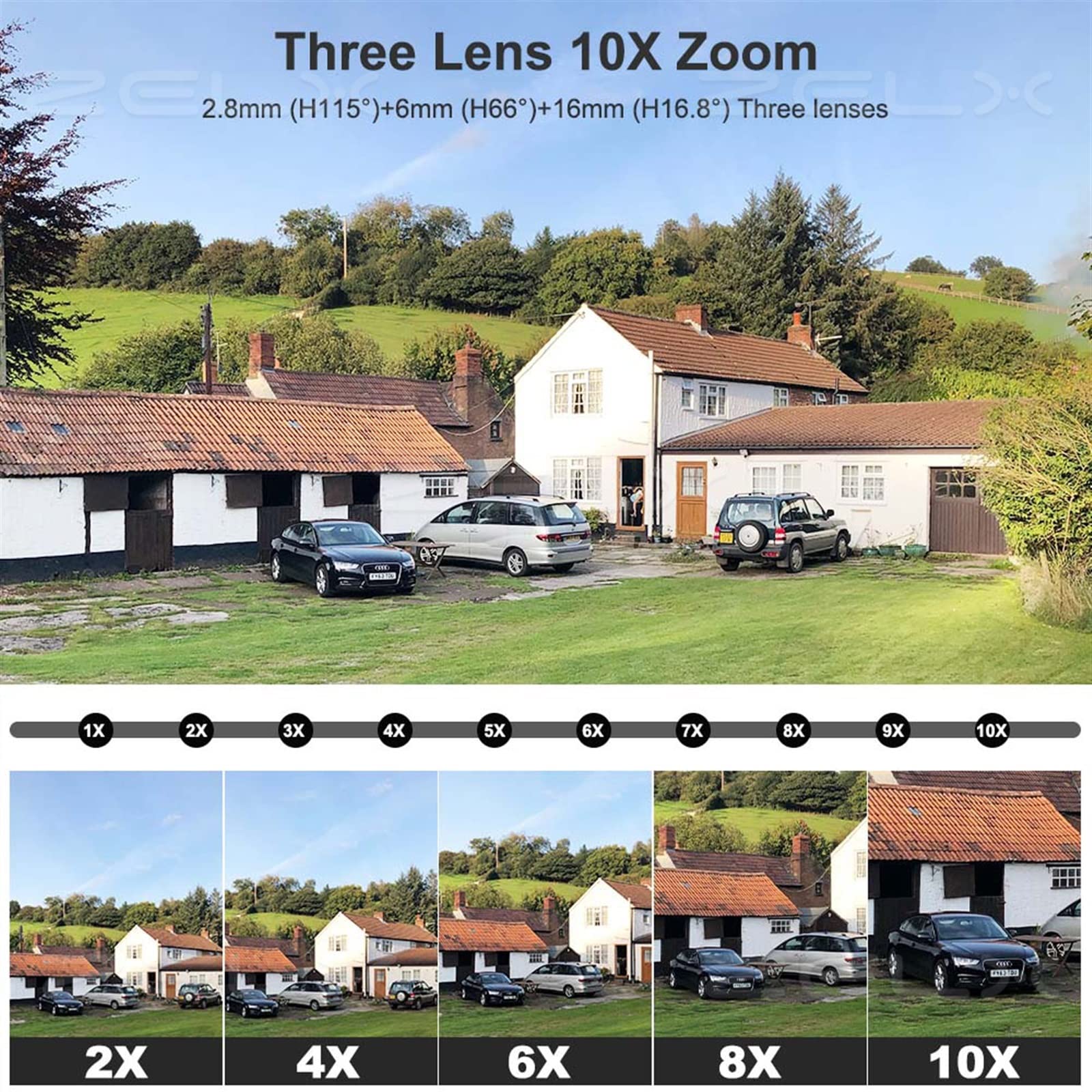 Telecamera 2k 4MP esterna PTZ Tre lenti Doppio schermo Zoom 10X Tracciamento automatico Protezione di sicurezza CCTV Videosorveglianza Cam P2P Installazione semplice(4G With 128GB)