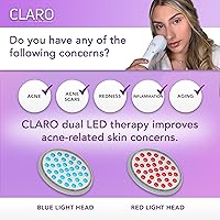 Vista 3 de Spa Sciences CLARO - Sistema de terapia de luz LED azul y rojo clínicamente probado para el acné FDA Cleared-Rechargeable - Tratamiento profesional
