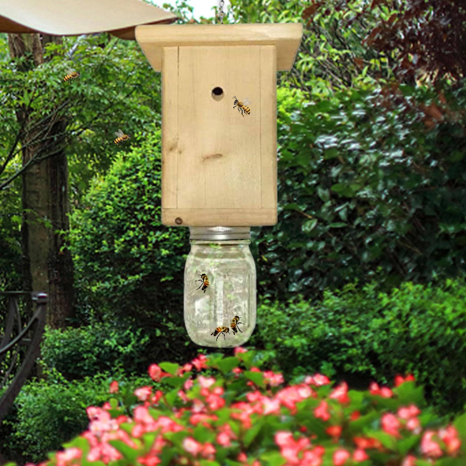 Bienenfalle aus – -Bienenfalle, Bienenfallen im Freien, einfach zu bedienen, natürlicher Holzhaus-Stil, Zimmermanns-Bienenfalle, wasserdicht und für den Außenbereich | bedienen, natürlicher Holzhaus-Stil, Zimmermanns-Bienenfalle, wasserdicht und für den A