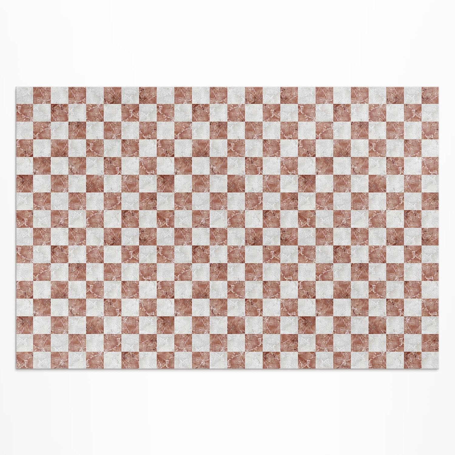 Tapis du sol vinyle 60x90 cm échiquier marbre imperméable rectangle