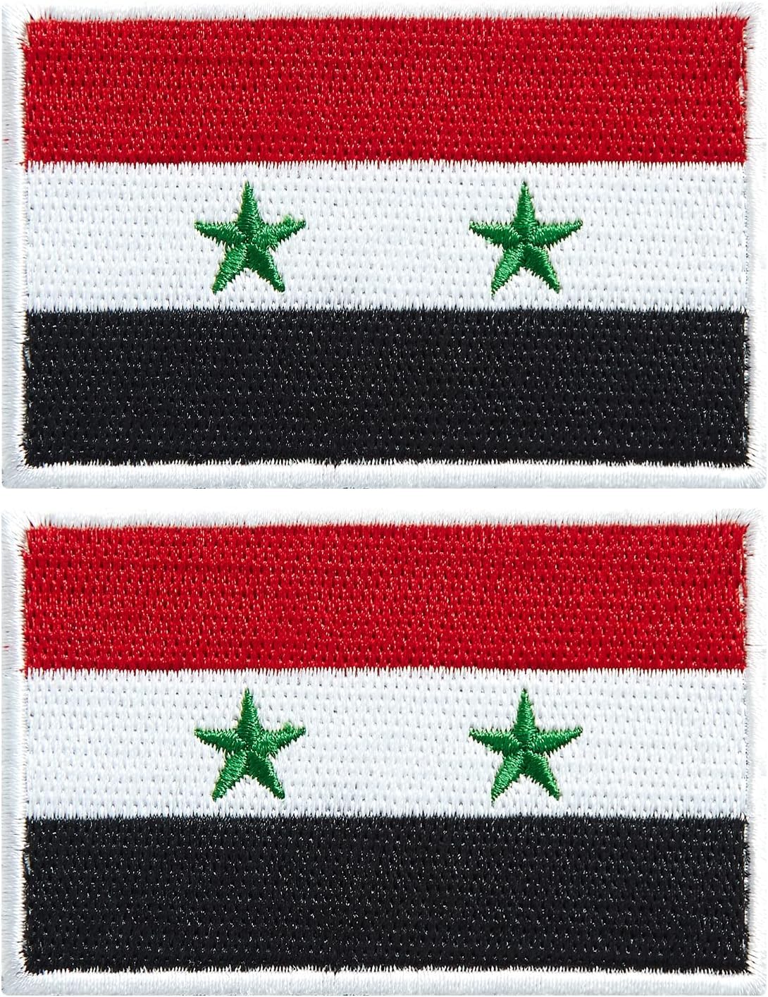 GenericPack of 2pcs Embroidered Flag Patches - Perfect for Jackets - Backpackers - Travelers - Uniforms - Jeans and Hats - Tactical Embroidered Patches (Syria)