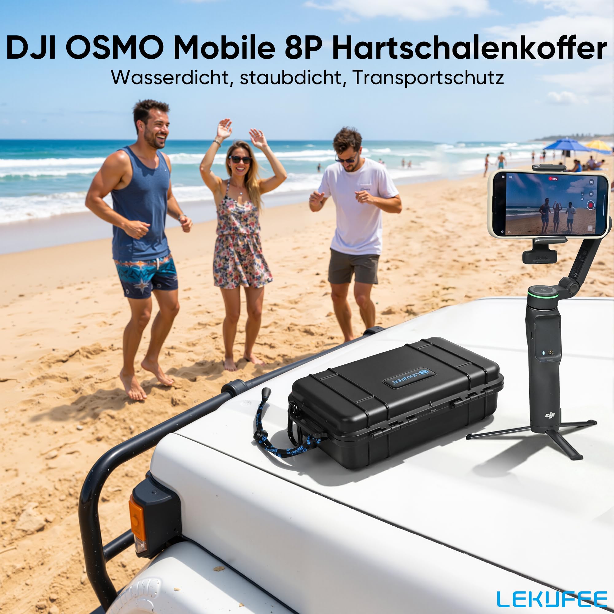 LEKUFEE Reise-Wasserdichter Aufbewahrungskoffer für DJI Osmo Mobile 8P Gimbal-Stabilisator und weiteres Zubehör (nur Tasche)