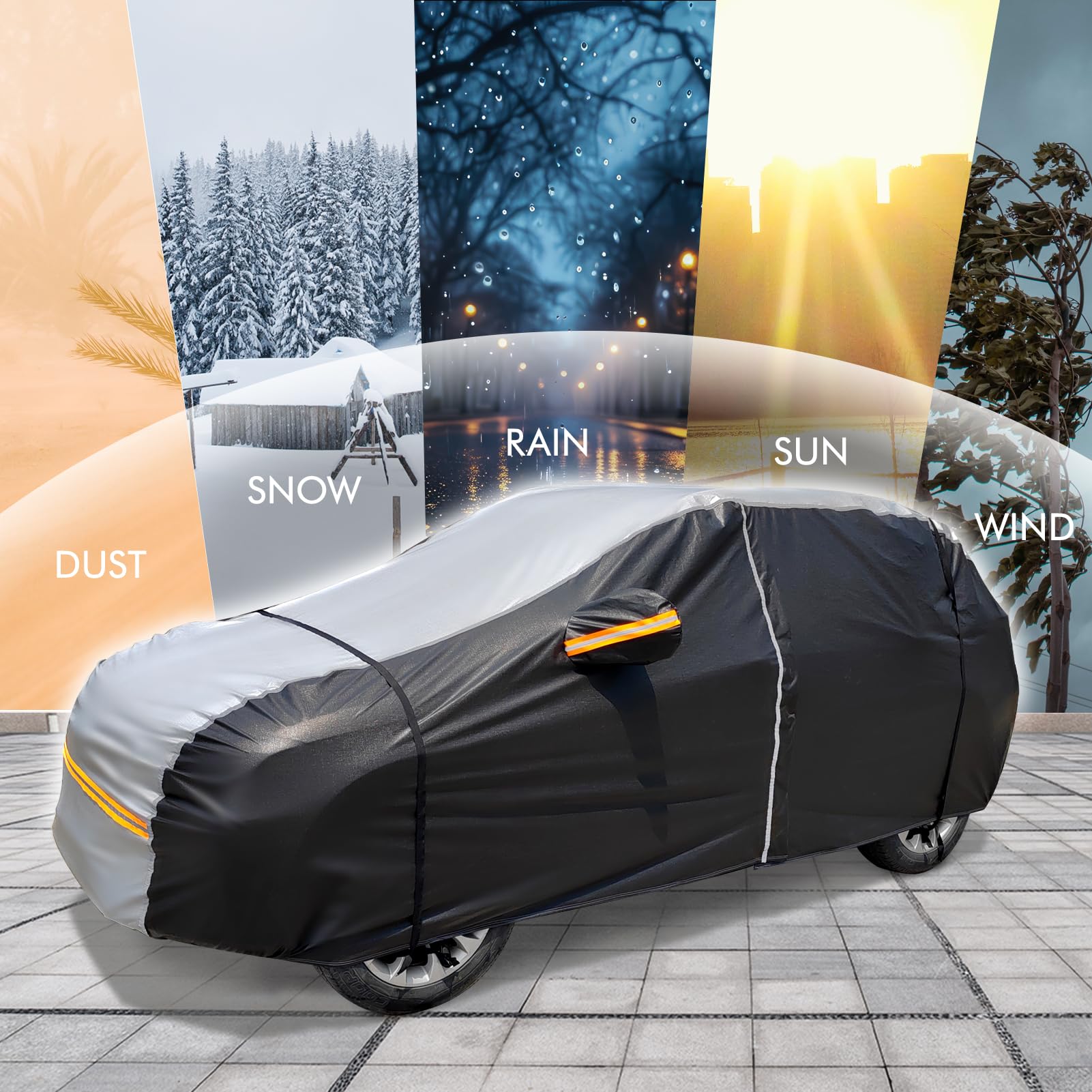 6 Layers Car Cover Waterproof All Weather Car Cover Waterproof All Weather Outdoor Full Exterior Cover Rain Sun — view 4