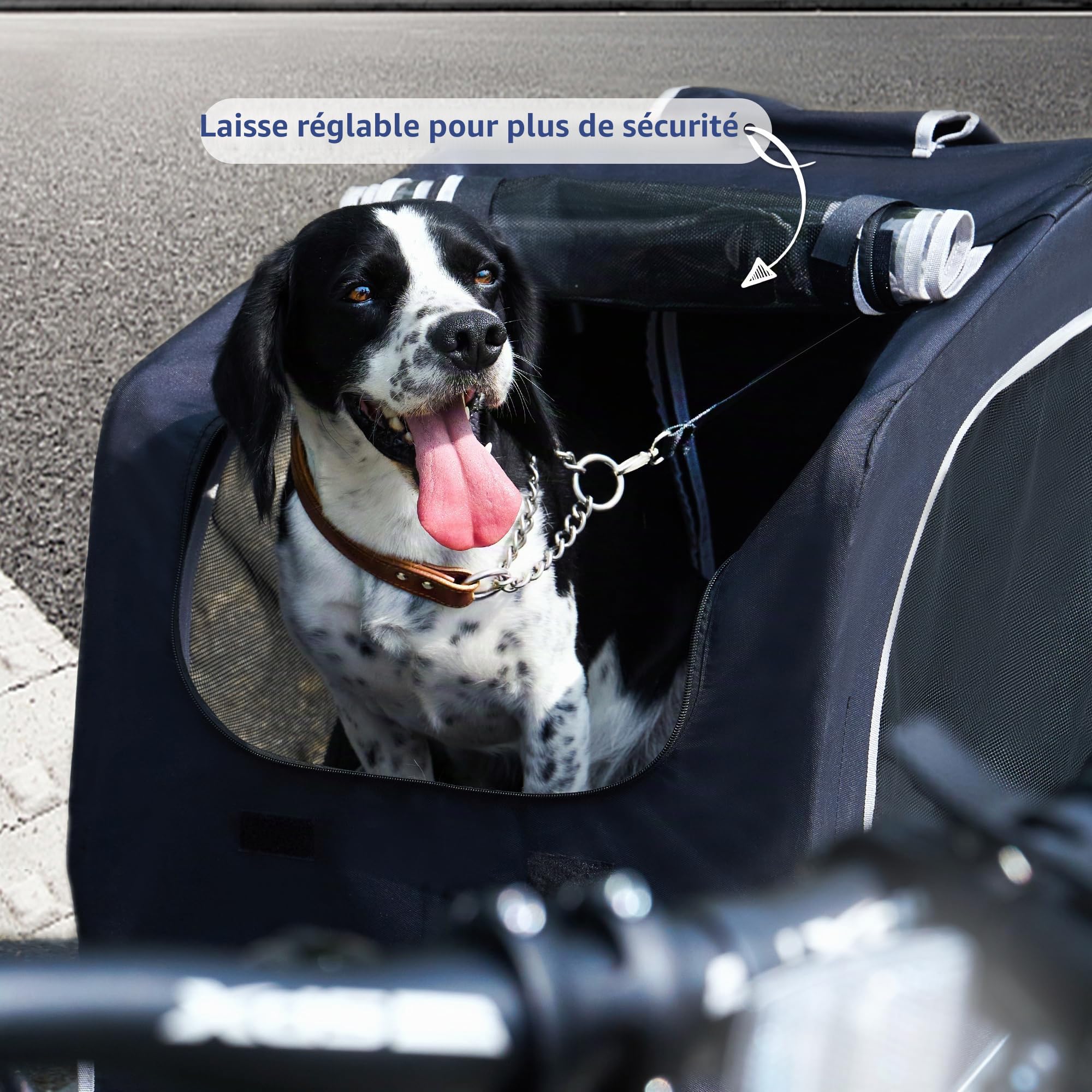 soges Remorque de Vélo pour Chien Pliable jusqu'à 40 kg en Oxford 600D, Remorque de Vélo Dog Bicycle Trailer Chariot Noir pour Chien avec Laisse Interne, Réflecteurs de Sécurité