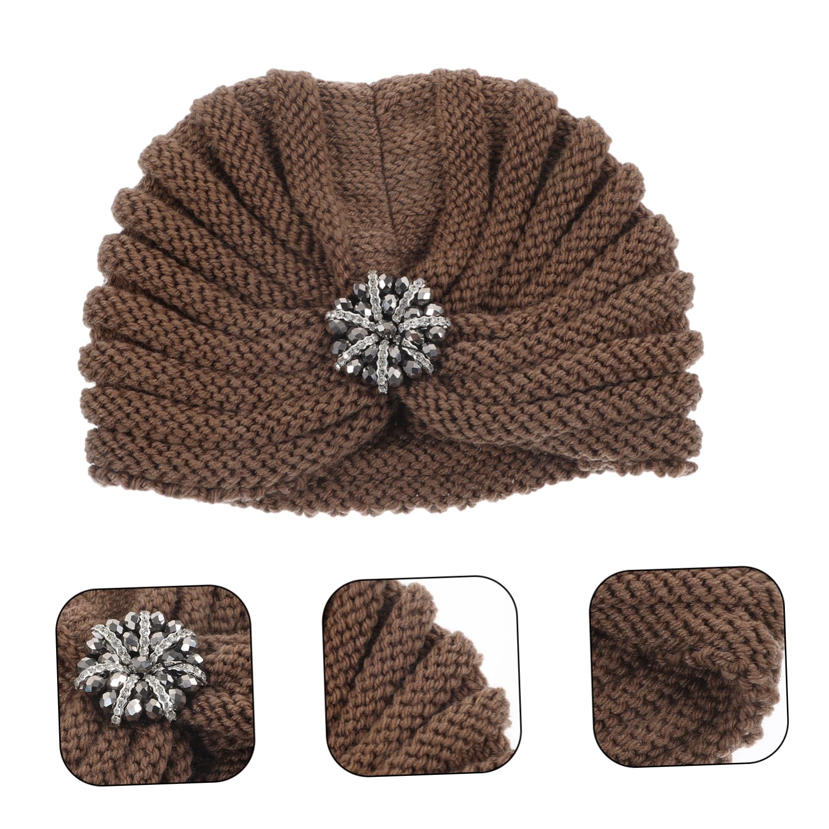 2piezas Gorro Para Mujer Gorro De Punto Cálido y Elegante Para Otoño Beanie De Moda Color Khaki Para Uso Exteriores y Casa
