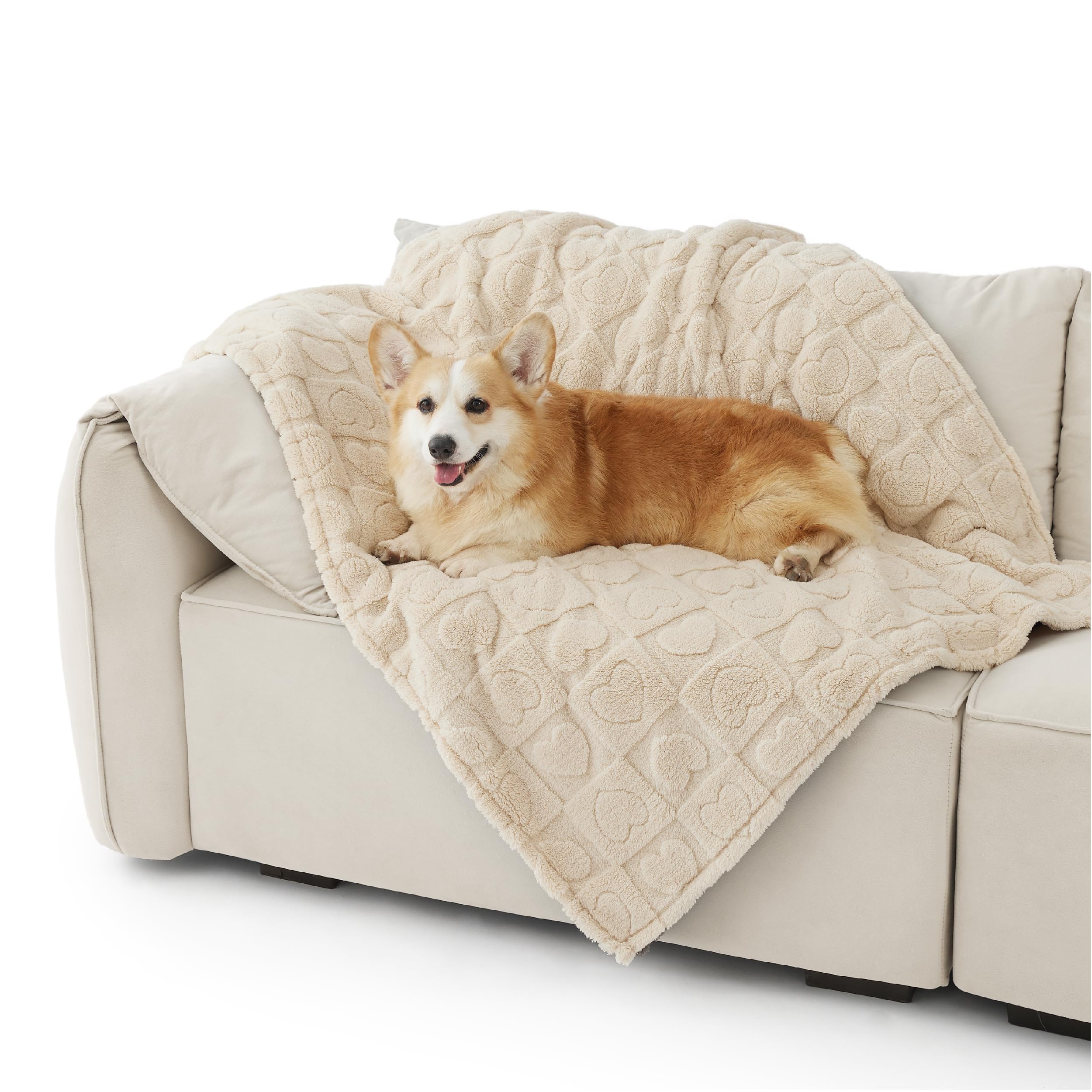 Bedsure Hundedecke für Haustier Hunde Katzen Welpen Weiche Warme Matte, flauschig und weich, Cremeweiß 100x120 cm