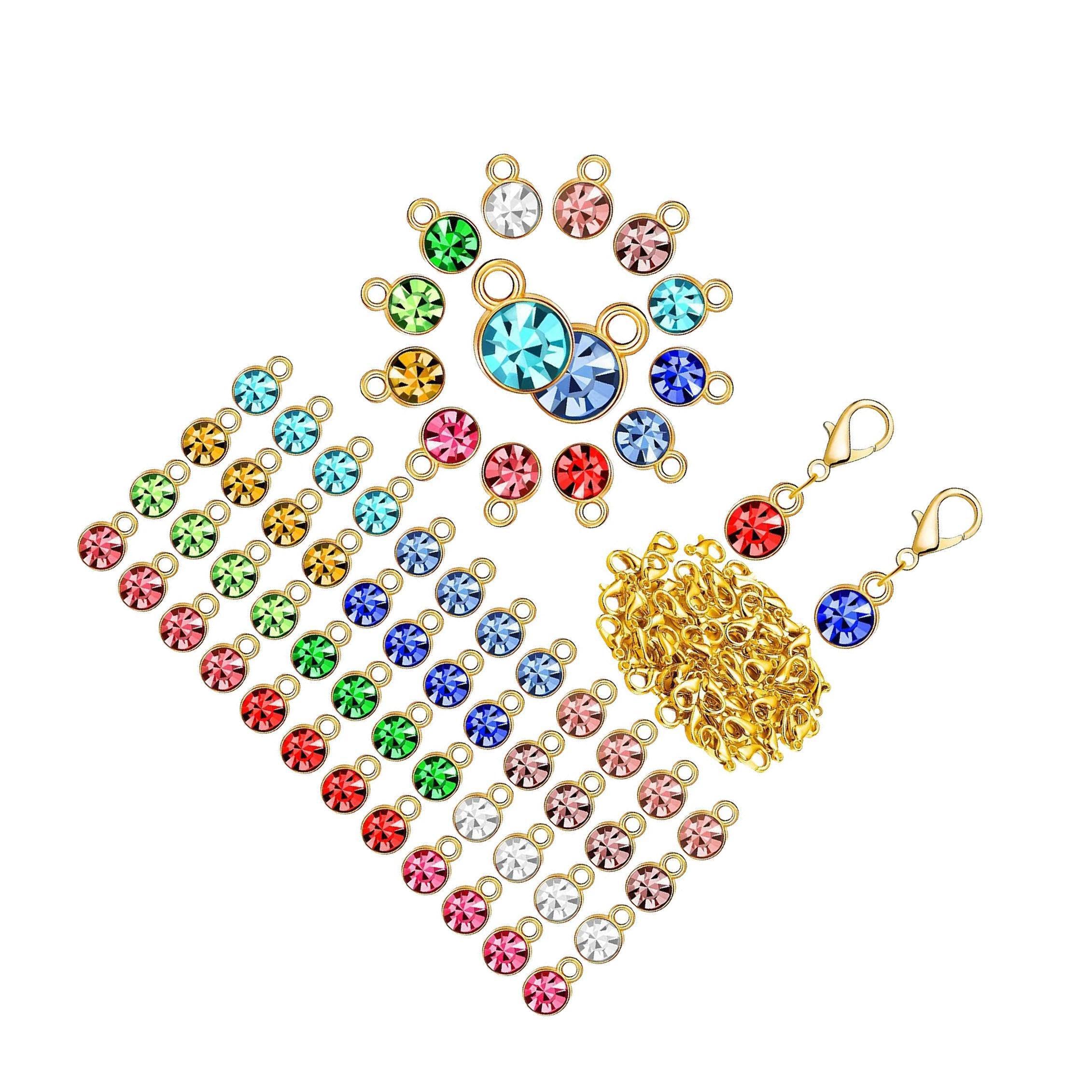 Zanthicia Dynamic Necklace Charms Crystal Birthstone Charms Beads Pendants Jewelry Making Dangle Custom Projects Jewelry Making Dangle with Lobster Clasp, Golden, 7x10mm