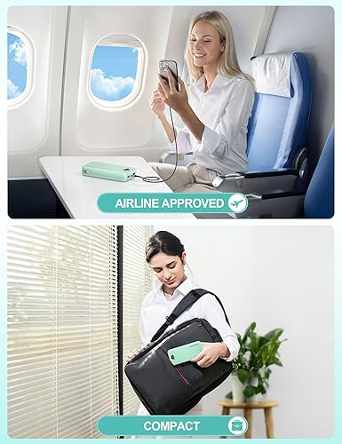 Miniatura 8 de Cargador portátil con batería externa con pantalla LED, 20000 mAh, 22.5 W, USB C, carga rápida con cables integrados y enchufe de pared, batería