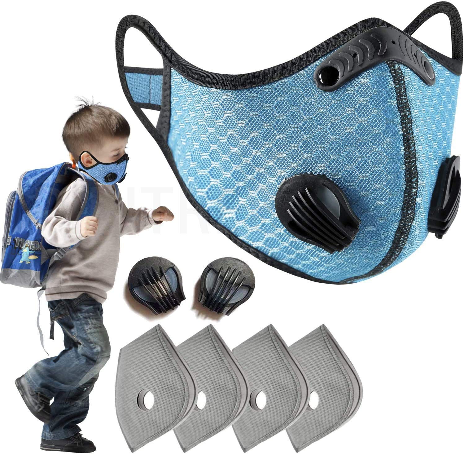 PIPITREE Kids Dust Mask Filter Sports Face Activated Carbon Dustproof Cover for Boys and Girls