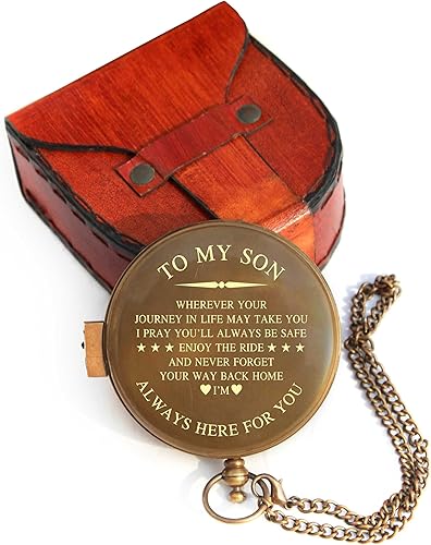 Miniatura 3 de ISHRAT - Brújula para hijo, brújula de mamá a hijo, brújula de trabajo con funda de cuerobrújula de papá a hijo, regalos de madre a hijo, regalos de