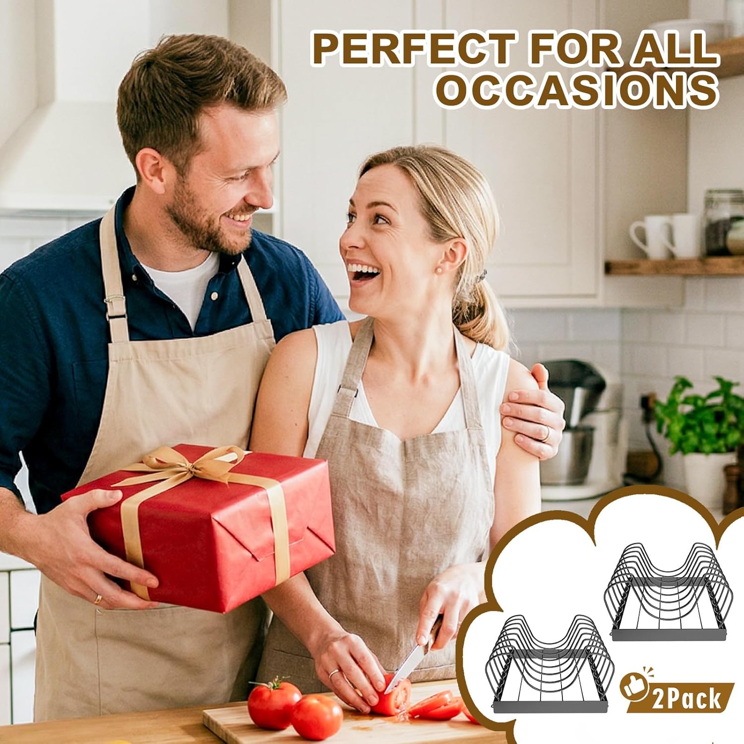 2PACK Large Pot Lid Organizers Inside Cabinet, Pots and Pans Organizer Under Cabinet with 16 Adjustable Dividers for Kitchen, Countertop Pan Lid Holder, Rust-Resistant Lid Storage, Easy to Clean