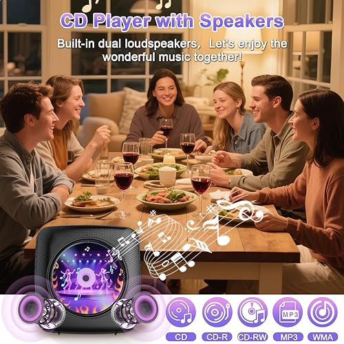 Miniatura 4 de Gueray Reproductor de CD portátil Bluetooth Reproductores de CD para el hogar Recargable de pared de escritorio Reproductor de CD portátil con