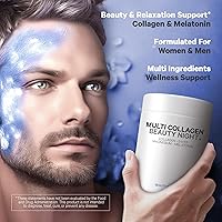 Vista 4 de Codeage Multi Collagen Protein Beauty Night - Melatonina, bisglicinato de magnesio, 5-HTP, L-teanina, flor de lavanda inglesa, caldo de hueso
