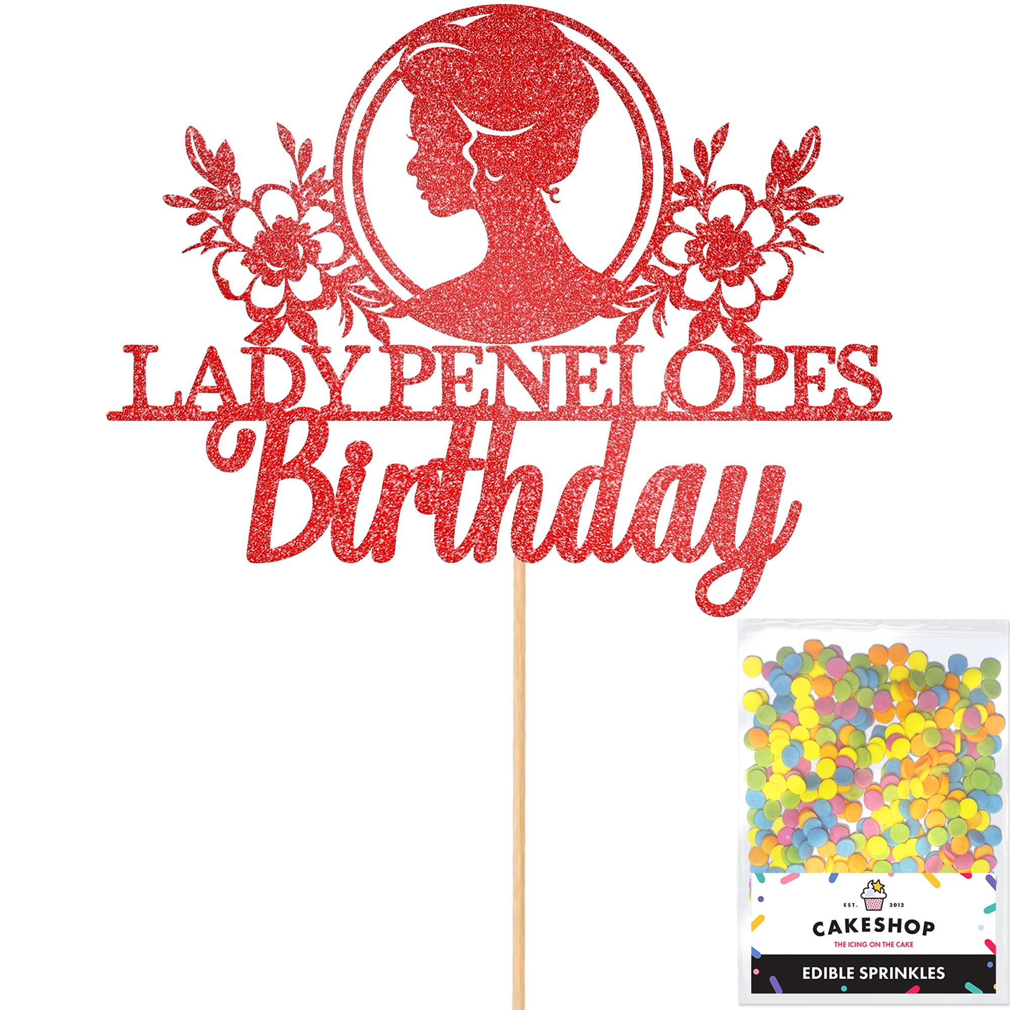 Personalised Bridgerton Themed Glitter Cake Topper - Any Name Glitter Cake Decoration and Sprinkles - Happy Birthday Decorations - Custom Toppers for Cakes by Cakeshop
