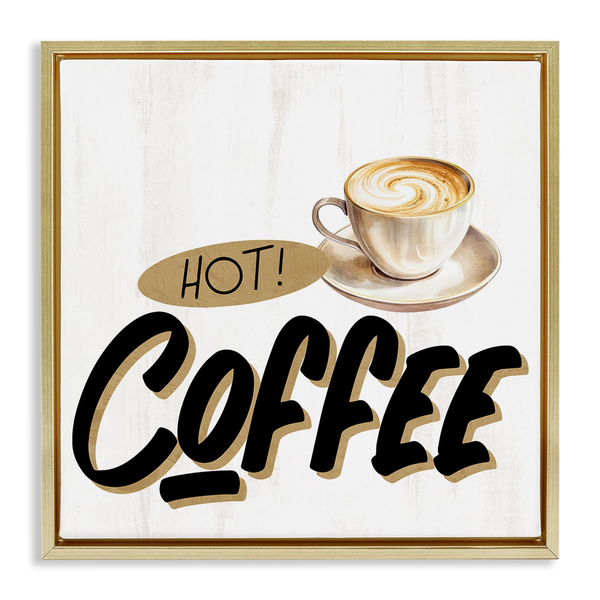 'Retro Fresh Hot Coffee'| Floating Frame Canvas Art