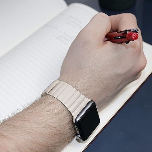 Miniatura 5 de Compatible con Apple Watch Band 1.732 pulgadas, 1.654 pulgadas, 1.575 pulgadas, 1.496 pulgadas. Correa de piel ajustable mejorada con sistema de