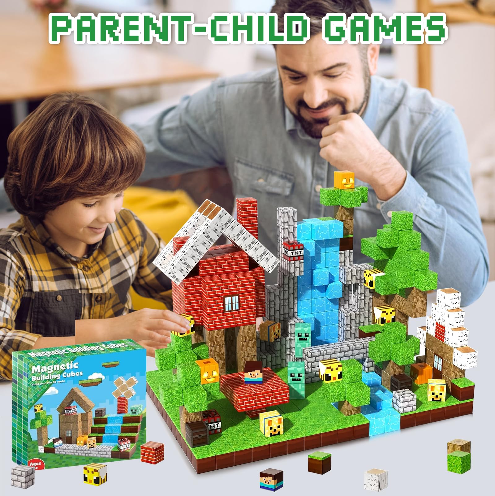 XUNIVERS Kit 100 Pièces Cubes Magnétiques Construction Enfant - Jeu Éducatif Créatif