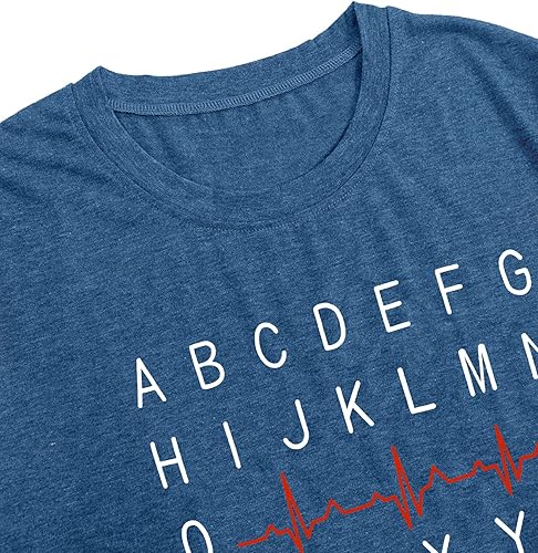 Miniatura 4 de Nurse Shirt Women Nursing Tshirt ABC Alphabet Print Graphic Tee Tops Nursing School Gift T-Shirt Blouse