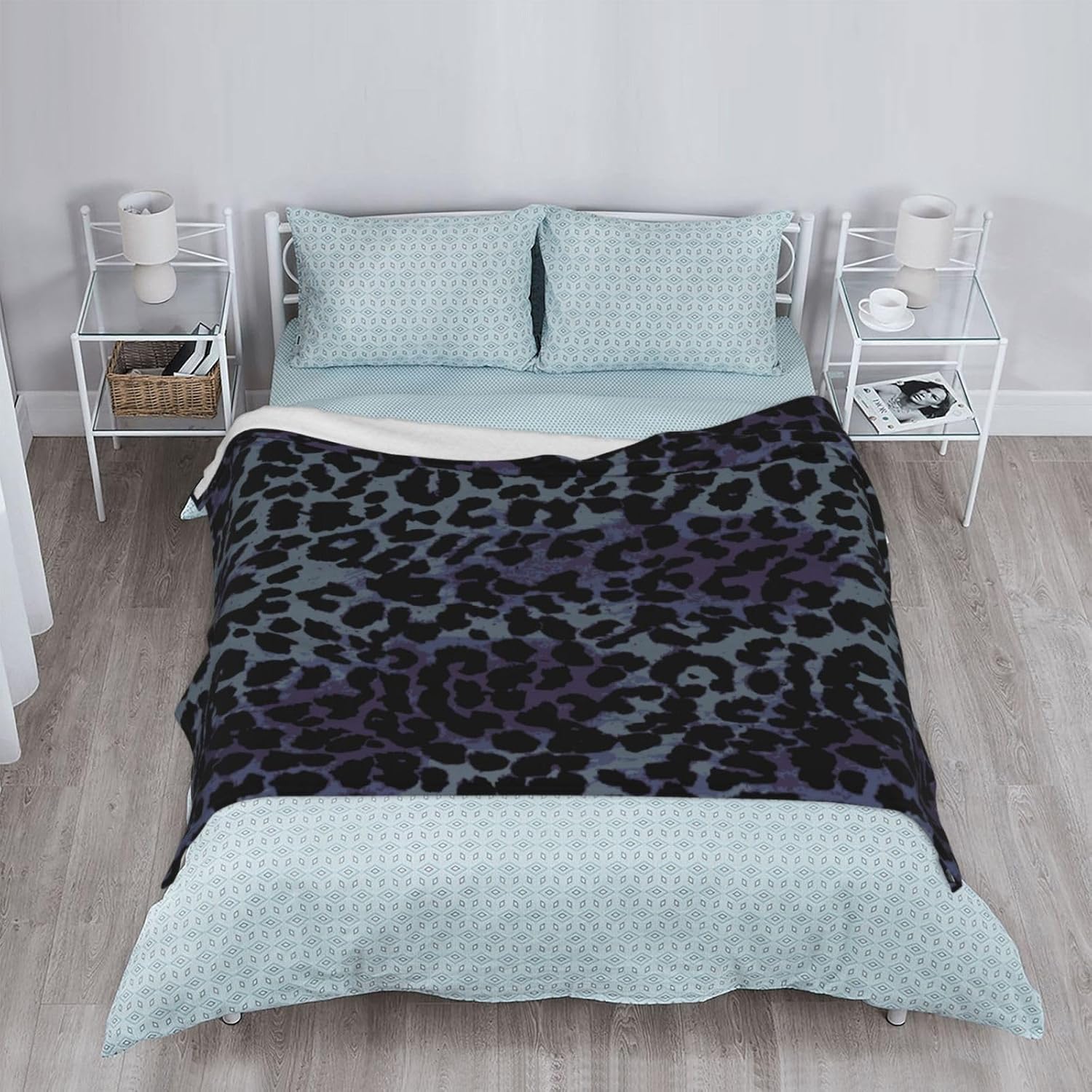 Leopard Animal Skin Bed Blanket Ultra Soft Black Cheetah Print Throw Blanket All Season Warm Light Weight Cozy Plush Blankets for Home Bedroom Sofa Chair Travel, 60"X50" - Image 7