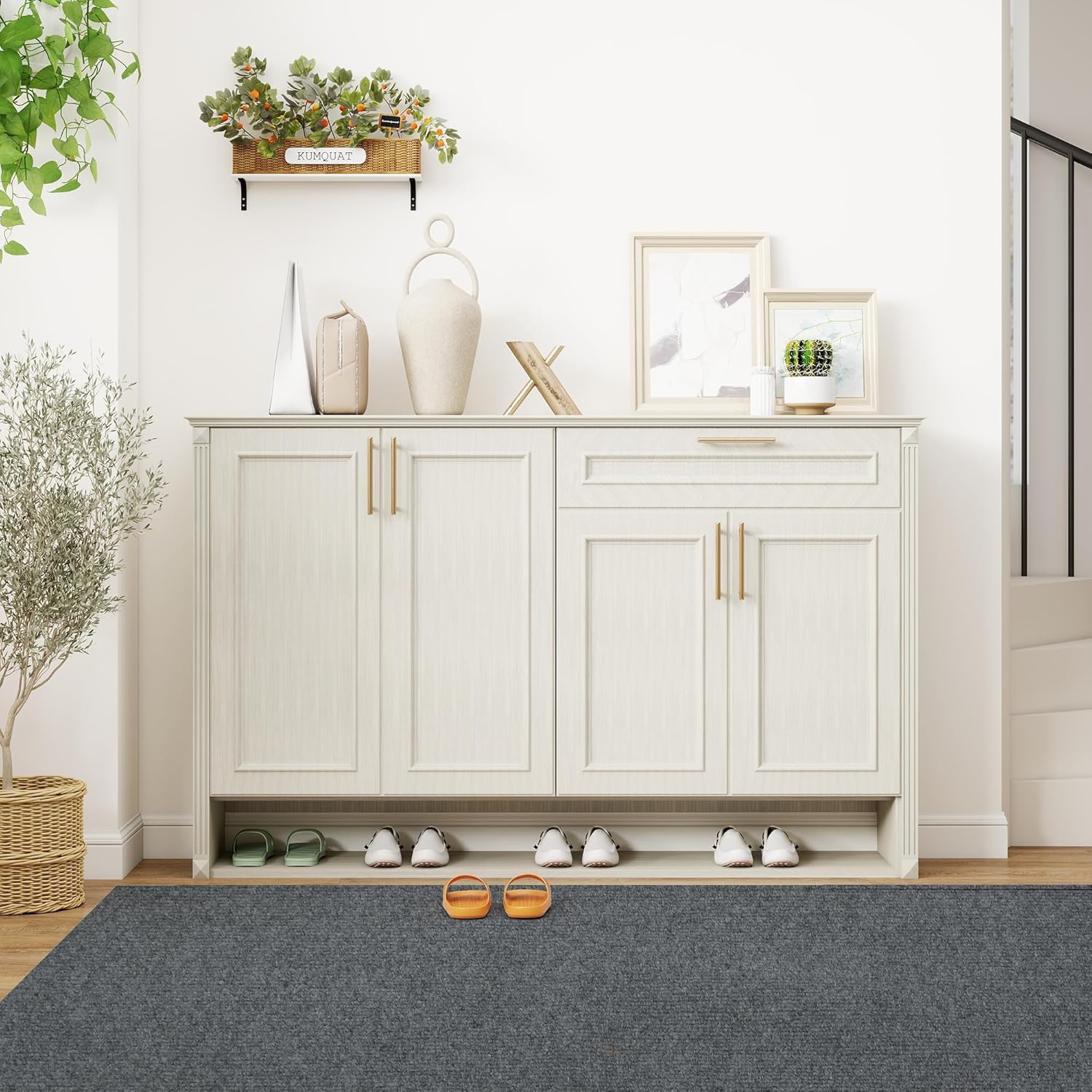 tonchean Commercial Grade Runner Rug,4' X 16' Non-Slip Rubber Backed Entryway Rug, Washable Runner Carpet,Easy to Clean Hallway Rug for Bedroom Office Hotel(Gray)