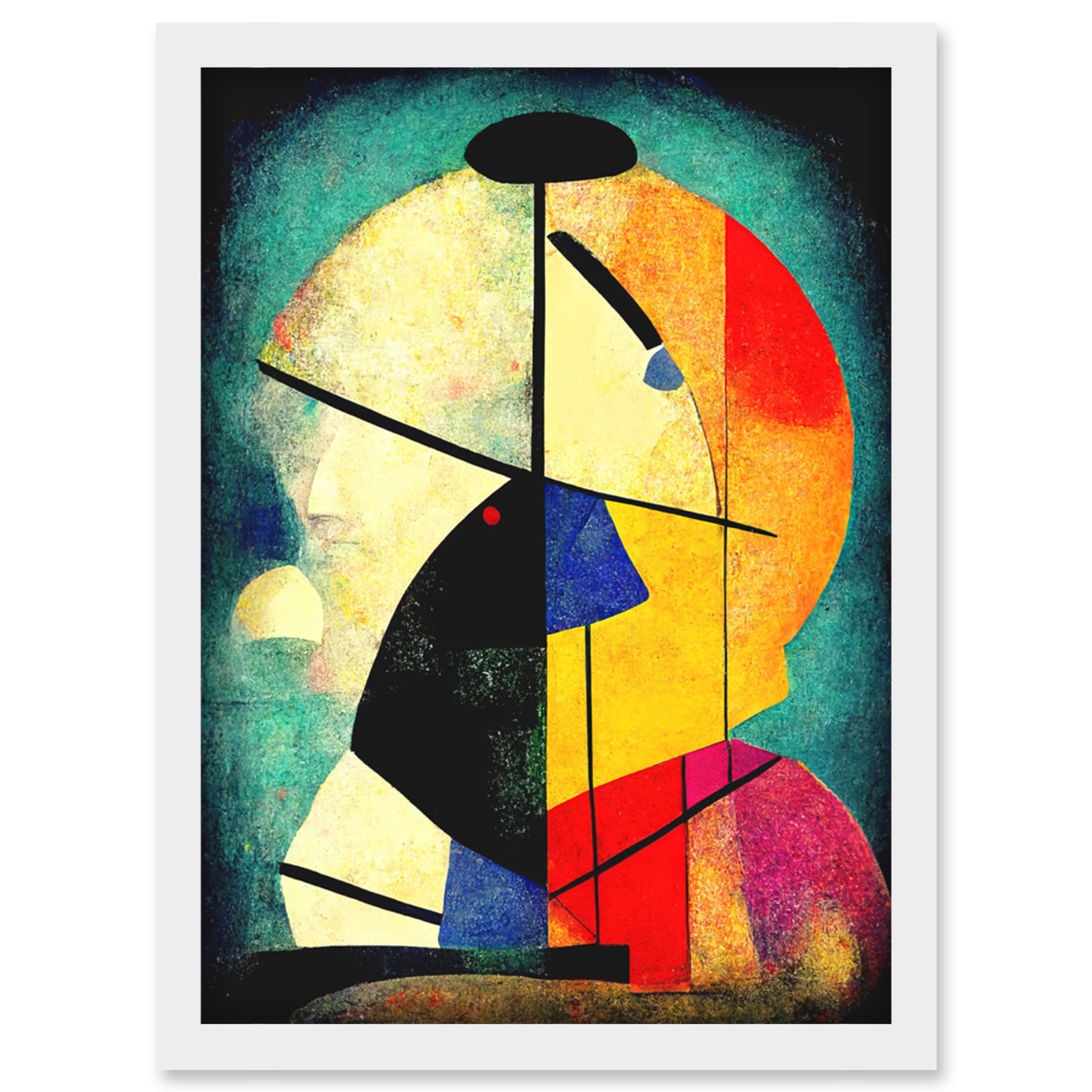 Doppelganger33 LTD Colourful Kandinsky Inspired Abstract Painting Artwork Framed Wall Art Print A4