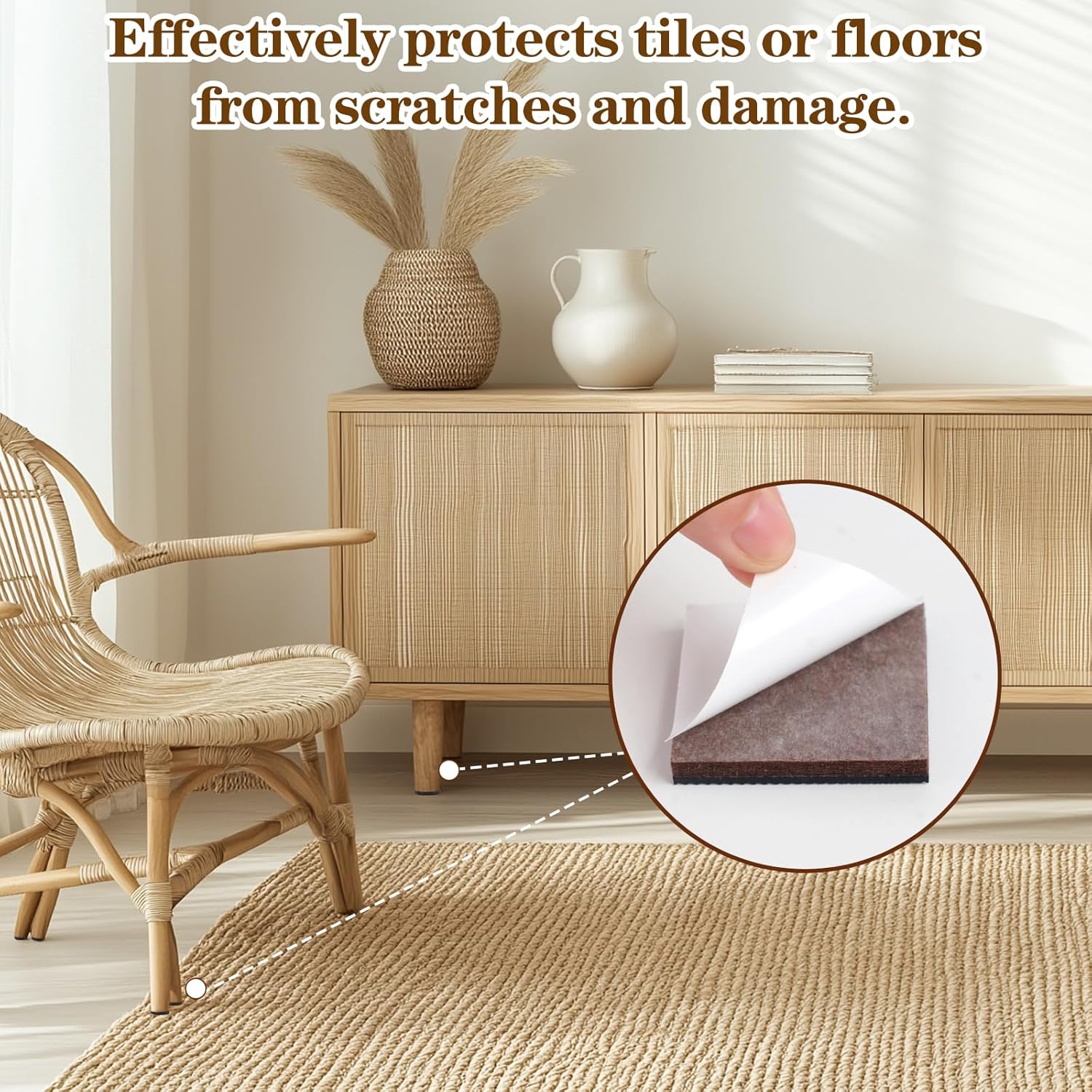 24PCS Non-Slip Furniture Pads, 2” Premium Furniture Pads, Anti Slip Furniture Pads, Self-Adhesive Rubber Feet for Furniture, Protect Your Hardwood Floors and Furniture - Brown