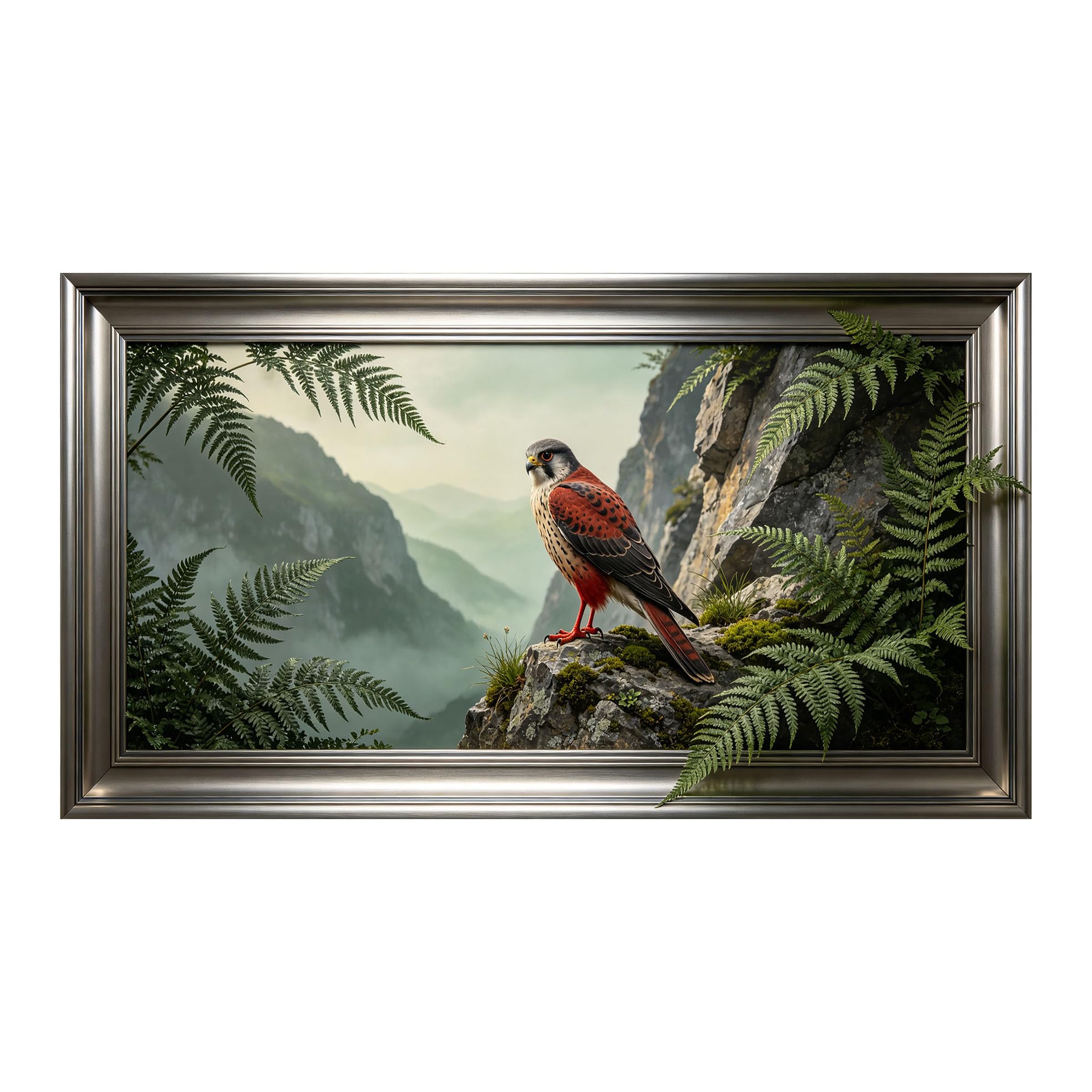 Yzpallescene 3D 3D Framed Wall Art 50cm×90cm Mountain Landscape Falcon Wildlife Oil Painting Large Size SelfAdhesive Removable Wall Decor Prints Artwork for Living Room Bedroom Office