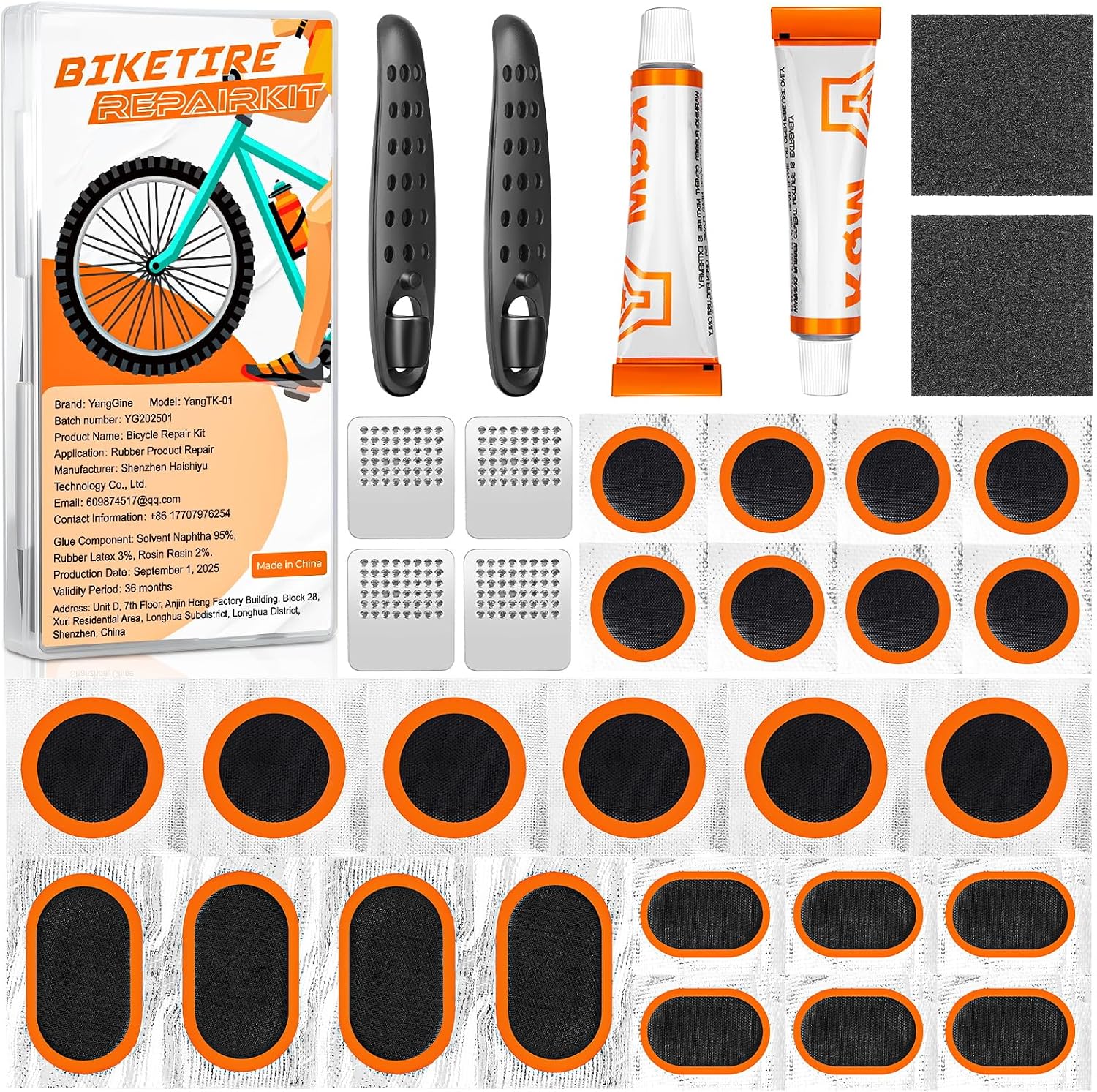 36 Pcs Bike Tire Repair Kit, Premium Bike Tire Patch Kit, Portable Bicycle Tire Repair Kit, Parches para Bicicleta, Bike Tube Patch Kit for Mountain Bikes and Road Bikes