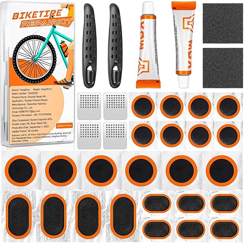 Kit de reparación de neumáticos de bicicleta de 36 piezas, kit de parche de neumáticos de bicicleta premium, kit de reparación de neumáticos de