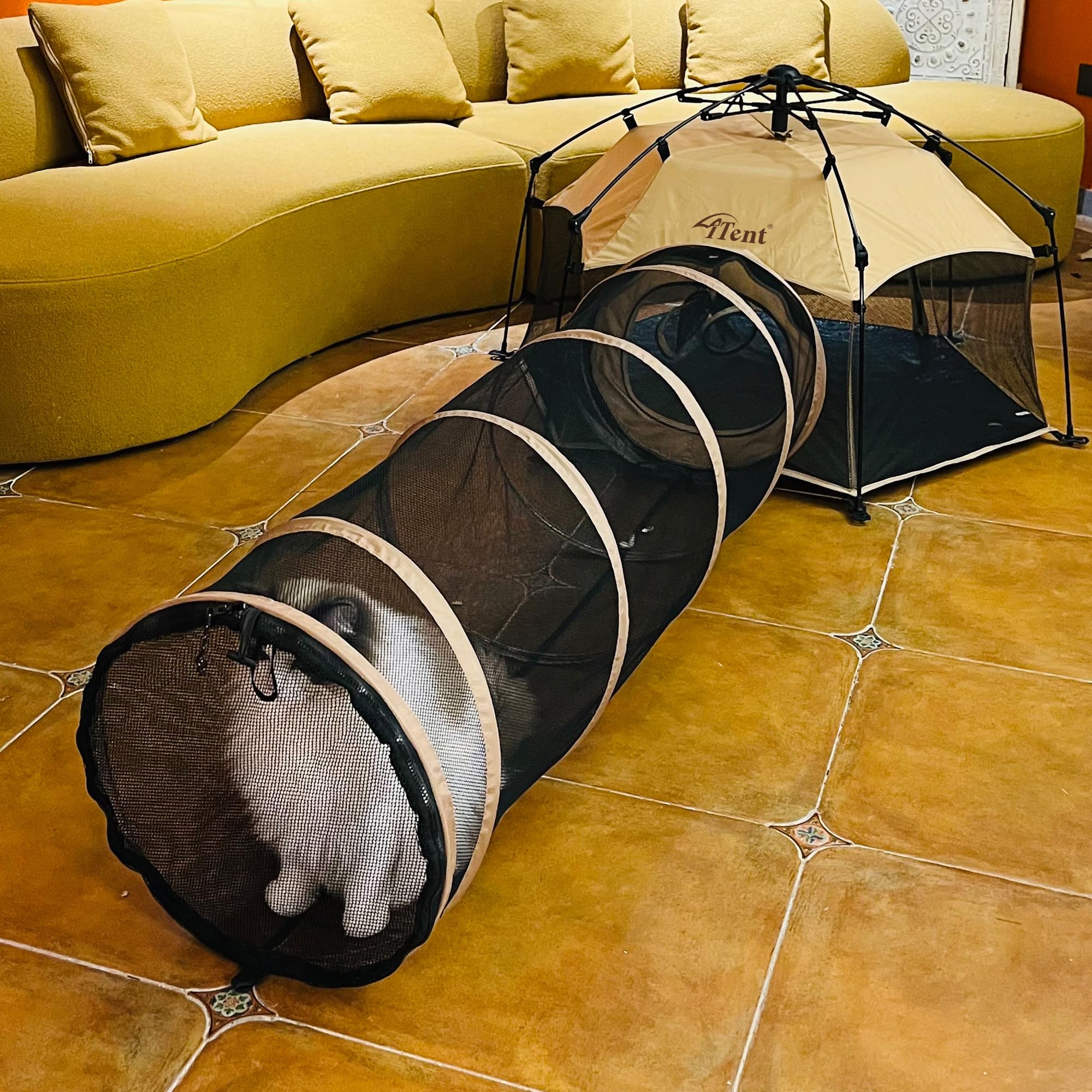 Katzenzelt für drinnen und draußen (Outdoor, Tunnel und Haustier-Laufstall), Größe XL, tragbar, Katzentunnel, Spielzelte für Katzen, Kaninchen und Kleintiere