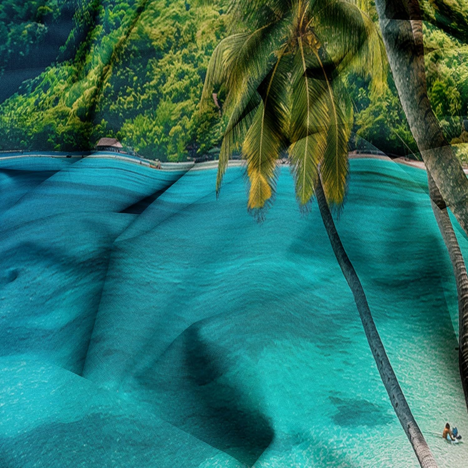 Bettbezug 155x220 cm Sea Palm Tree Beach Bettwäsche Set Weiche Atmungsaktive Hypoallergen für Jugendliche Einzelbett mit Reißverschluss und Kissenbezug 80x80 cm