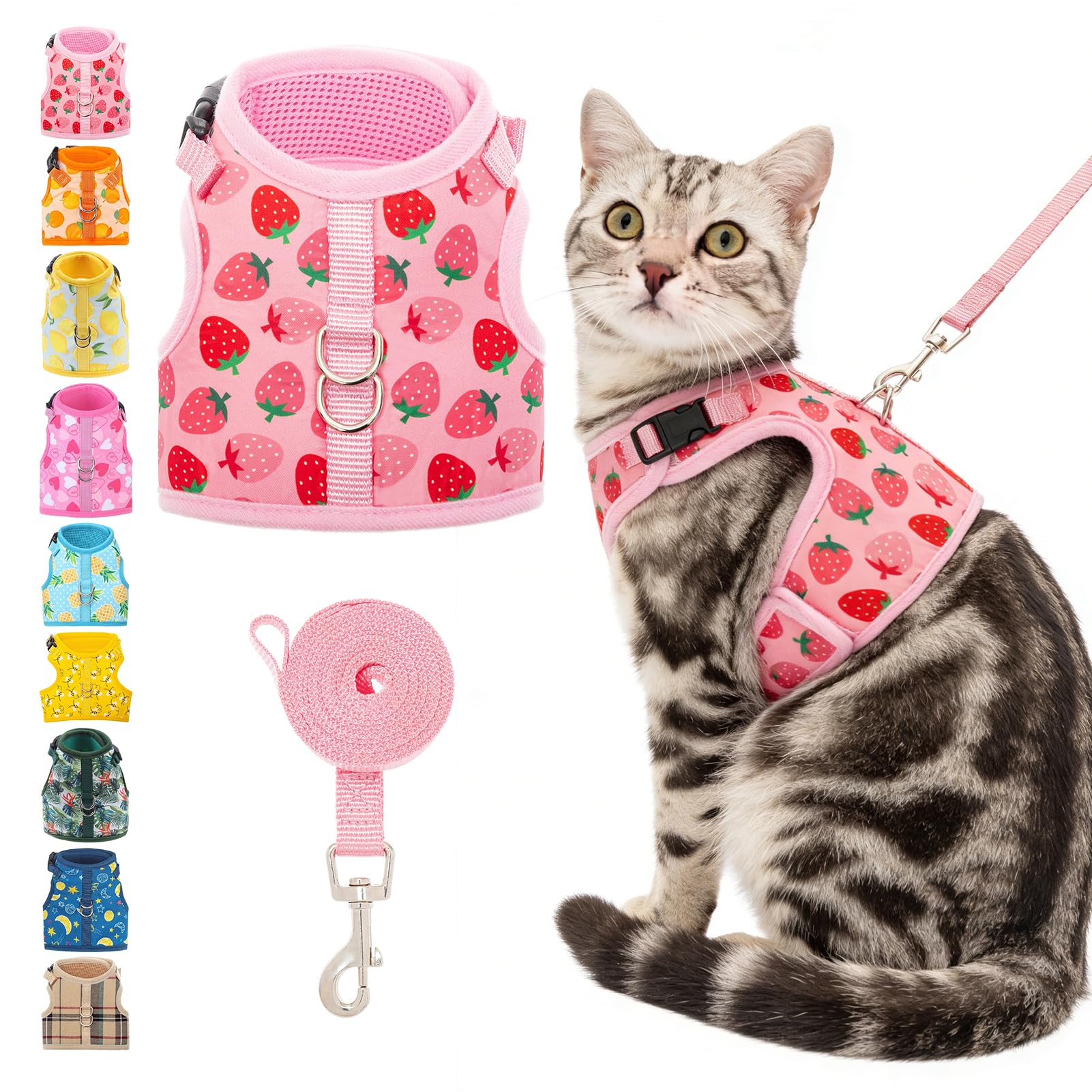 Harnais chat anti-fugue en maille douce haut de gamme pour petits et grands chats