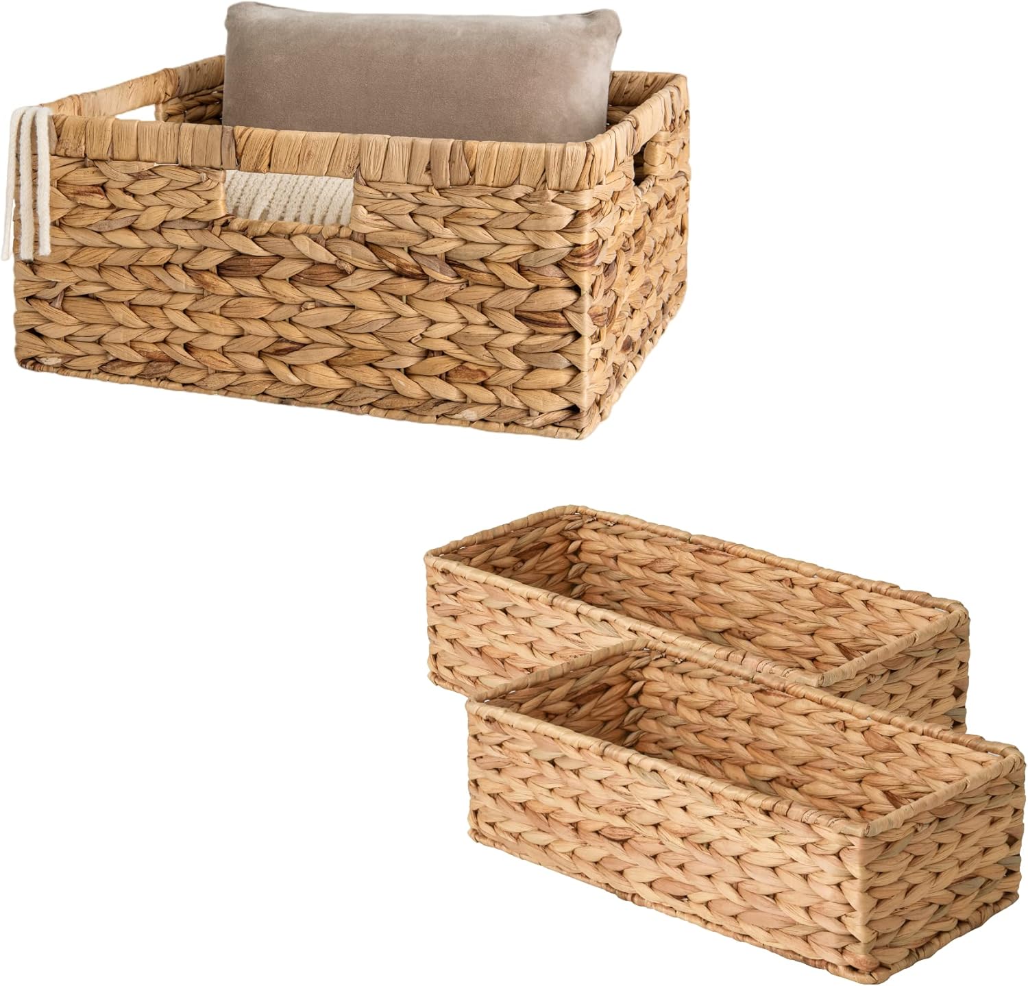 StorageWorks Water Hyacinth Wicker Baskets