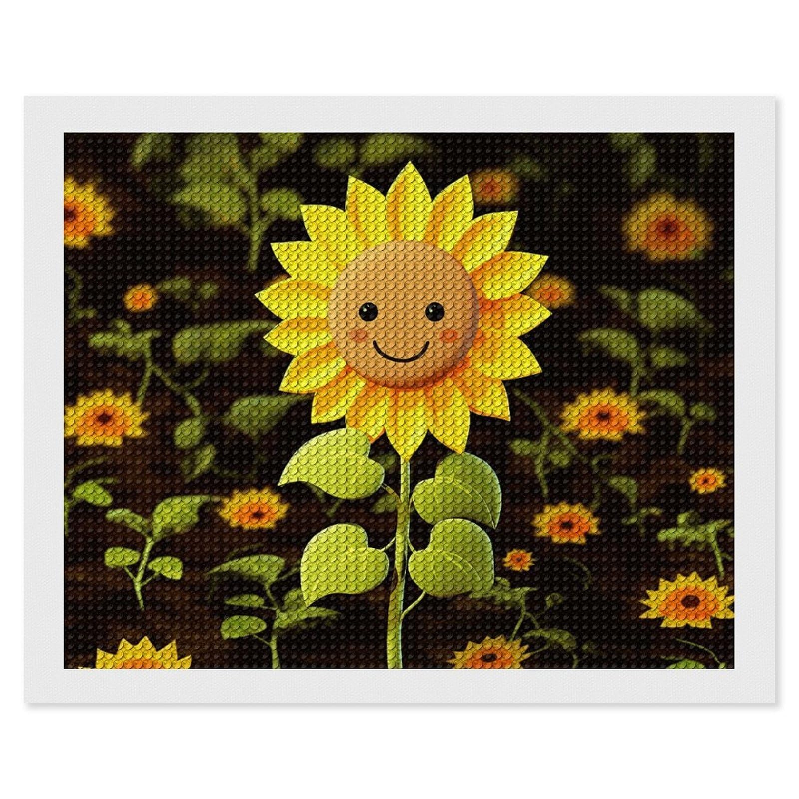 NONHAI Diamond Painting Kits for Adults - DIY Diamond Art Kits for Beginners - Full 5D Paint Drill Diamond Dots Paintings- Cute Sunflower Diamonds Pictures Gem Art and Craft Wall Decor 16"x20"