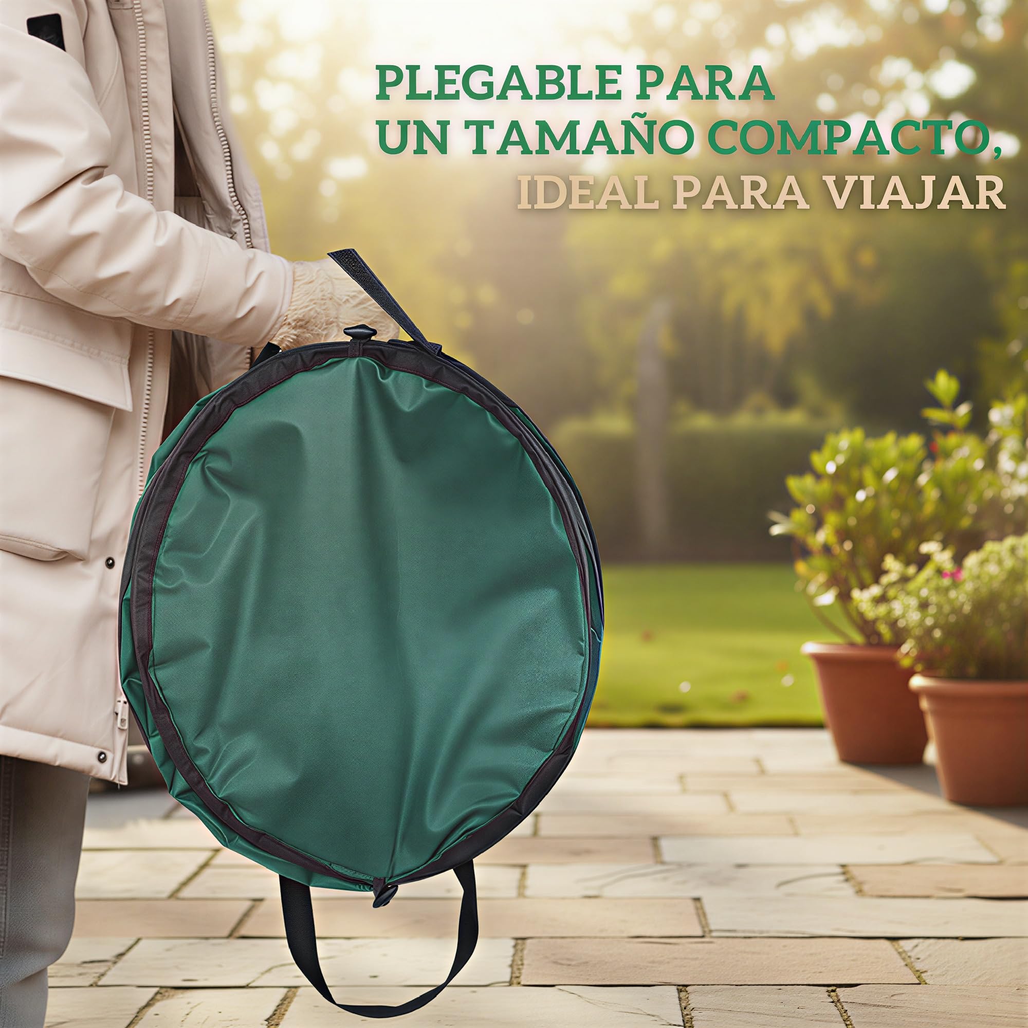 Outsunny Set de 4 Bolsas de Basura de Jardín 86L Resistentes con Asas y Botones de Fijación Bolsas para Residuos Pop-Up Plegables Reutilizables
