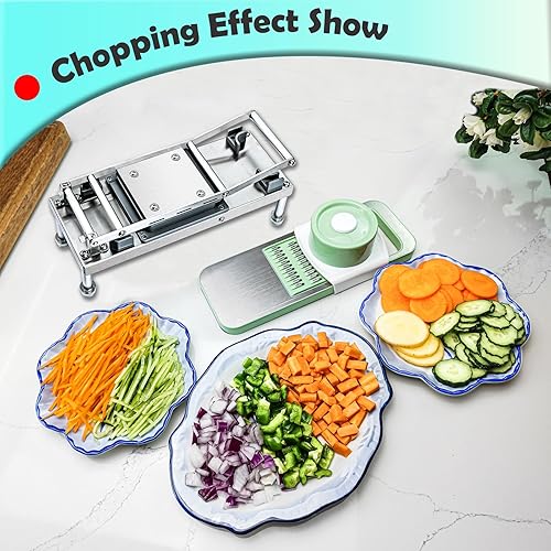 Miniatura 6 de Picador de verduras todo en 1 con 8 cuchillas - Mandoline Slicer-Pro Picador de alimentos con recipiente - Picador de cebolla para ensalada de