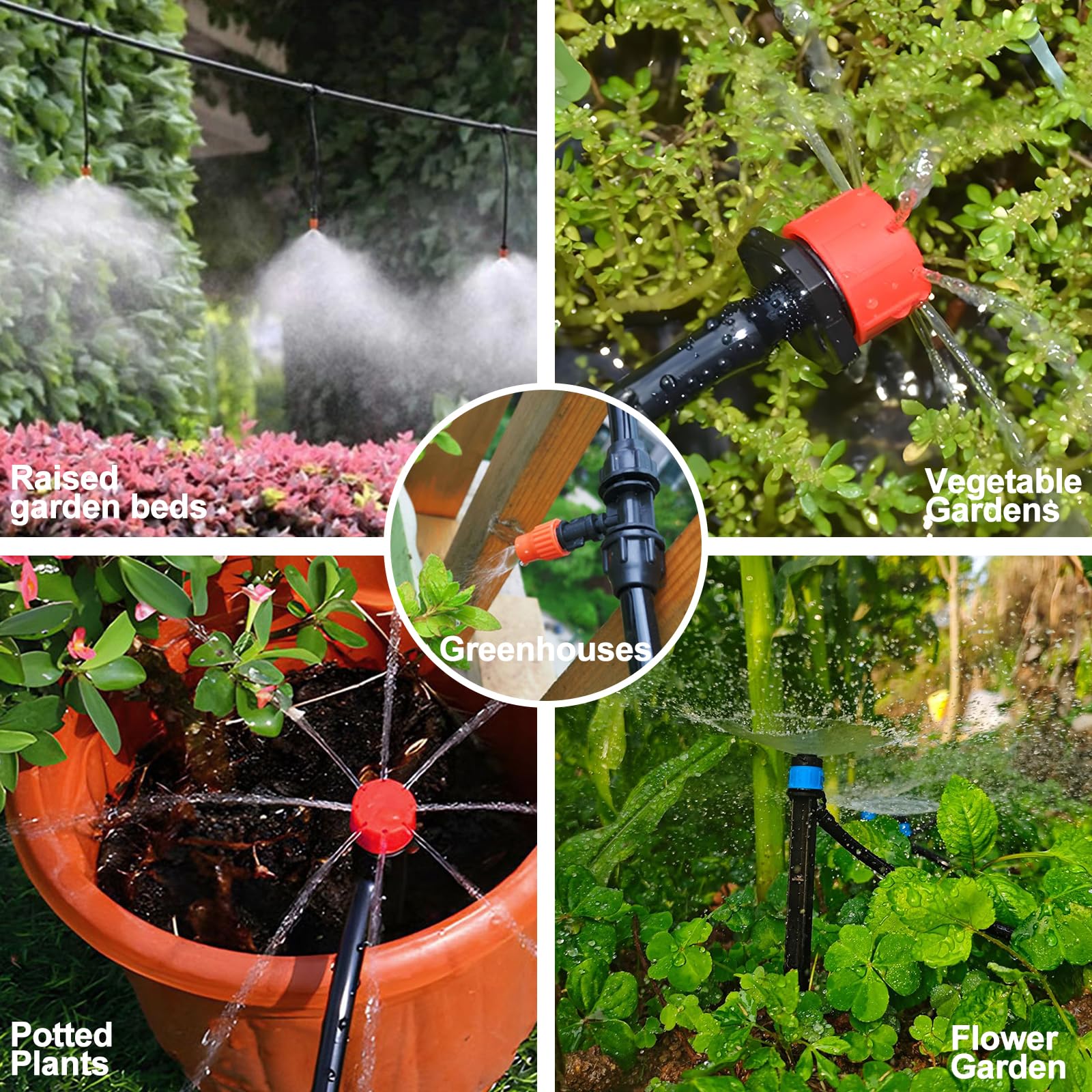 Kit de sistema de riego por goteo de 98 pies, mangueras de riego, sistema de nebulización automática de riego de jardín con manguera de riego de 1/4 pulgadas y accesorios para invernadero,