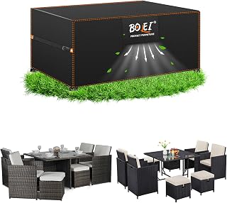 BOLEi Garden Furniture Covers Winter Proof | Tarpaulin with Ventilation Openings | 420D Oxford Fabric Protective Cover Waterproof Rainproof, Windproof | Rattan Furniture Protective Cover