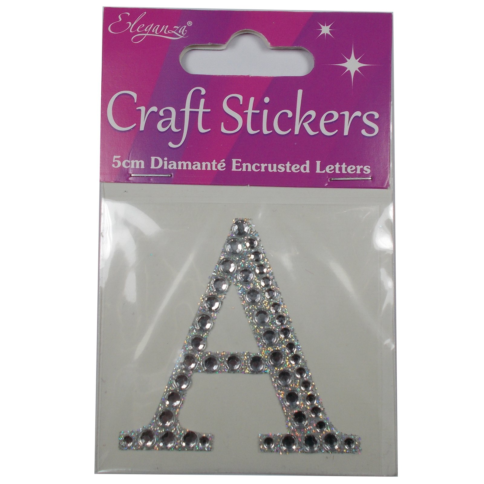 Craft Stickers 5cm Diamante Encrusted Letters & Numbers (A)
