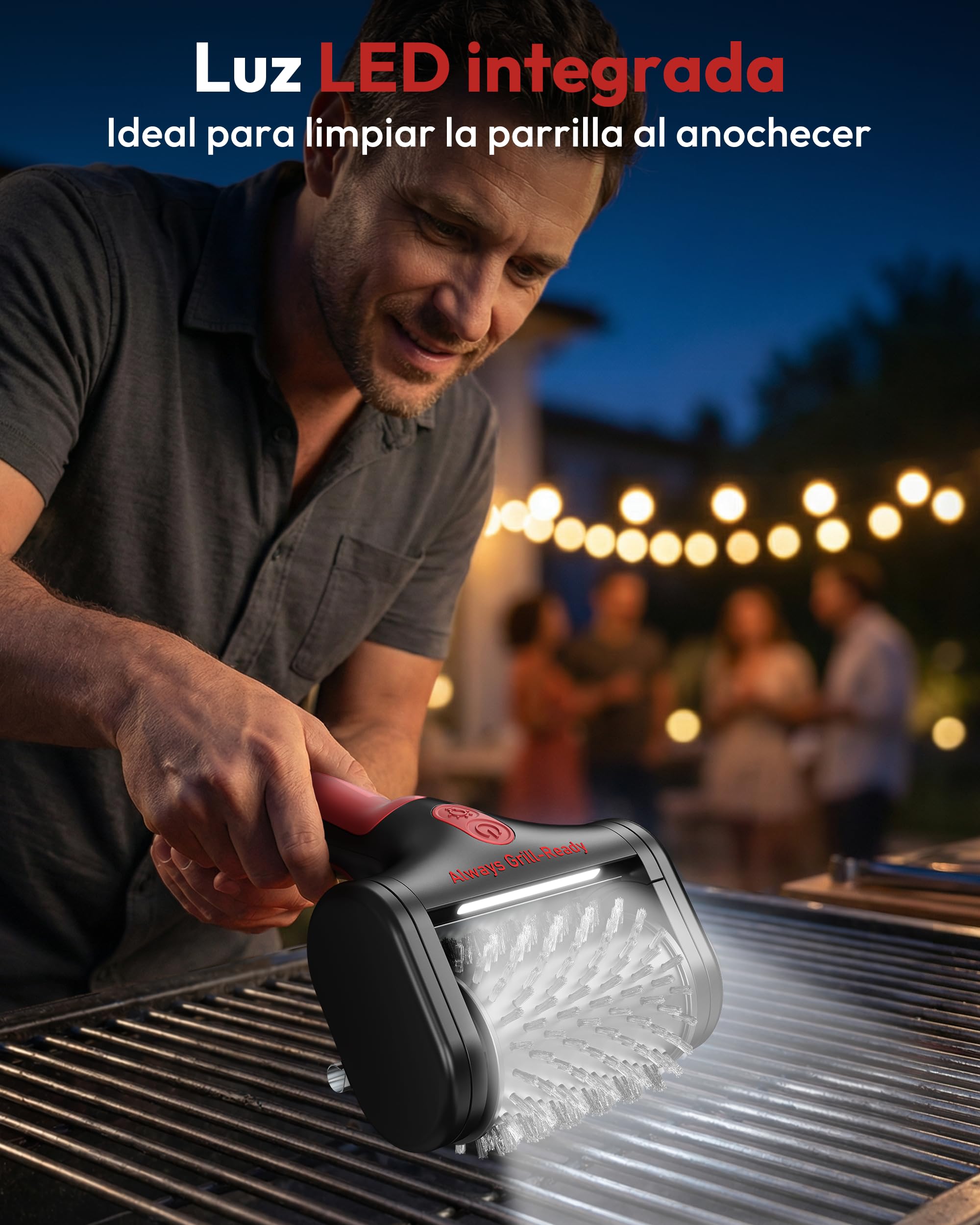 Spazzola elettrica per griglia Yeeke, pulitore elettrico per griglia ricaricabile senza fili a doppia velocità con batteria da 4000 mAh, testina in acciaio inossidabile 304 e luce LED