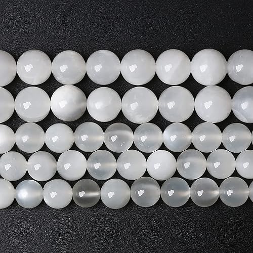 Miniatura 2 de 60 cuentas sueltas de piedra lunar blanca natural de grado AAA, cristal energético curativo, cuentas sueltas para hacer joyas y pulseras de 15