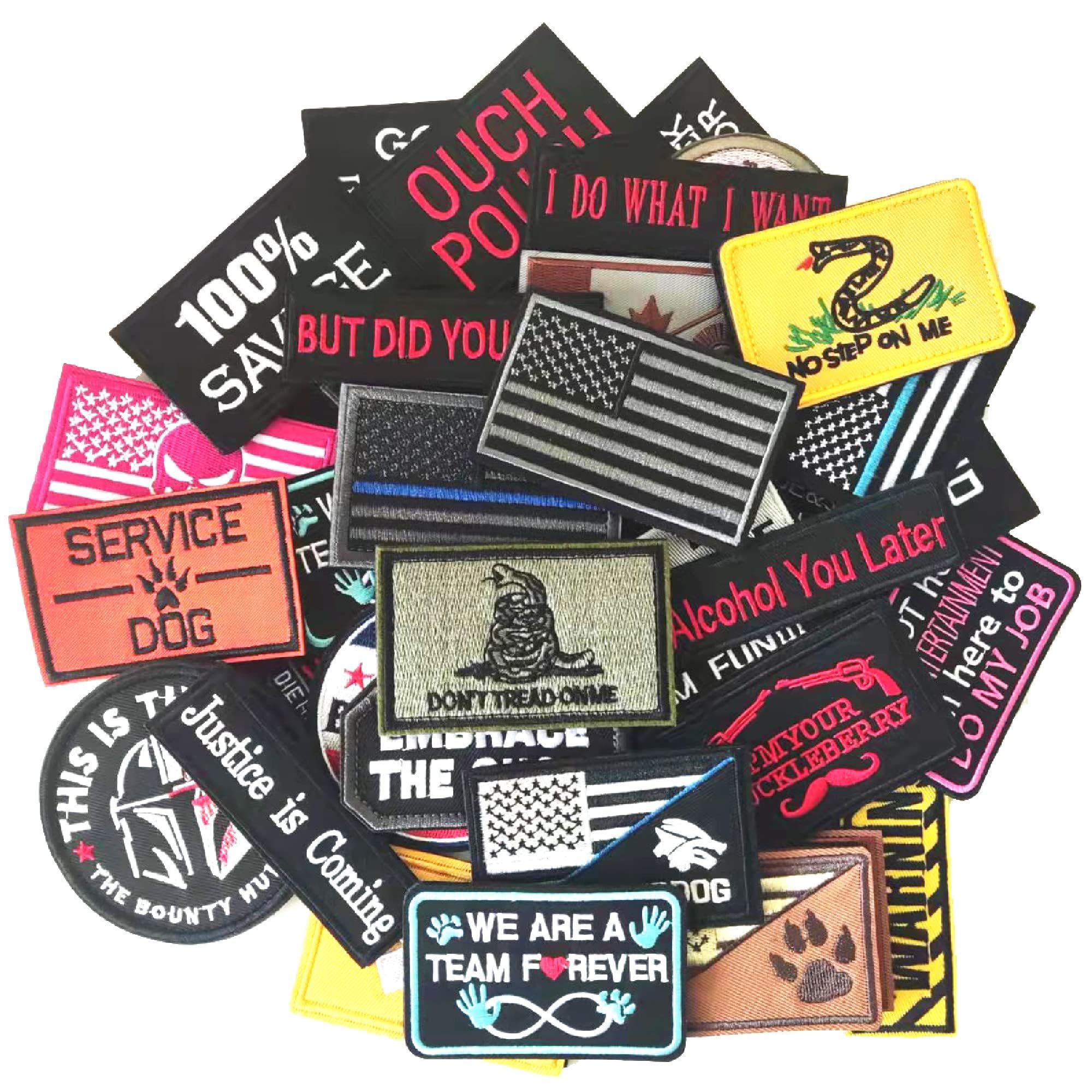 TXSN 20PCS Random Tactical Morale Patches Pack, Full Embroidery Loop and Hook Fasten Patches Set for Caps Bags, Backpacks - Image 2