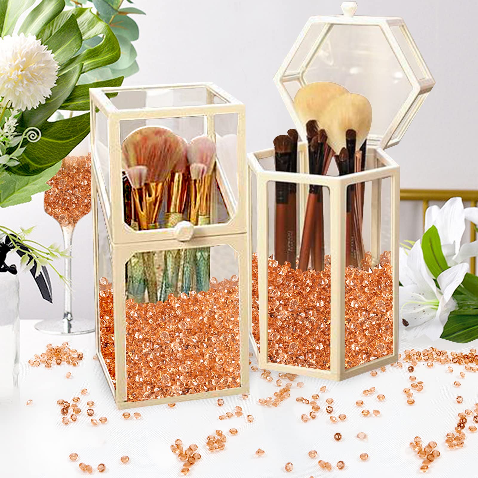 TOAOB 5000pcs 3mm Acrylic Diamond Wedding Table Scatter Crystals Rose Gold Tone for Table Wedding Decorations Bridal Shower Decorations Vase Beads Crystals - Image 4