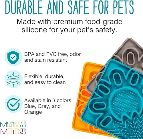 Miniatura 6 de Messy Mutts and Cats - Alfombrilla de silicona enmarcada para lamer multisuperficie, 9.5 x 9.5 pulgadas, tapete de alimentación lenta para