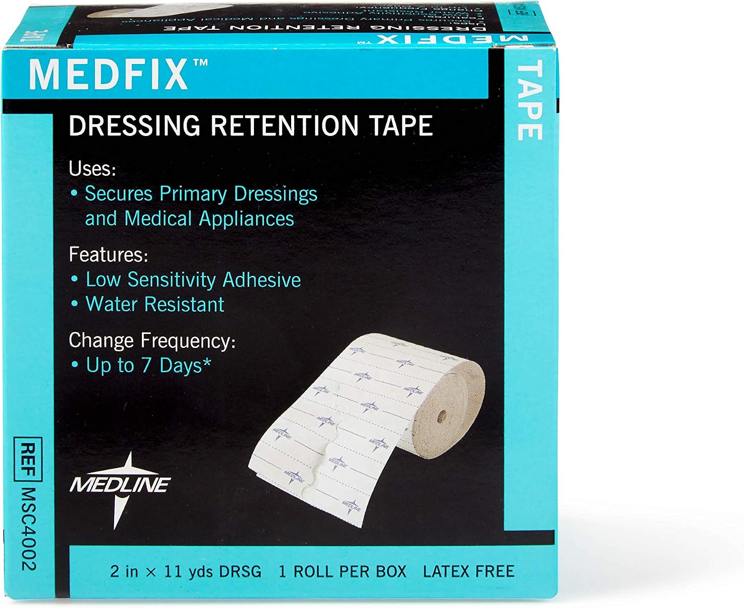 Medline MedFix Dressing Retention Tape with S-Release Liner, Secures Primary Dressings and Medical Appliances, 2" x 11 yd