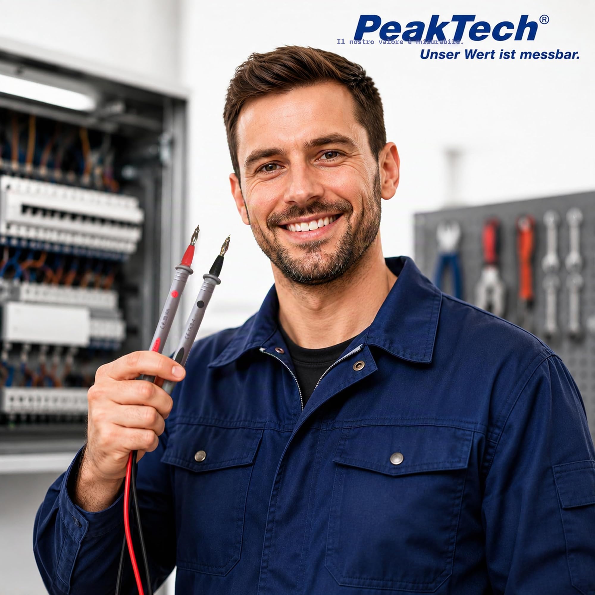 Peak Tech 1 Coppia Puntali multimetro Flessibile 120 cm, sicurezza – test kit di cavi, 1000 V AC/DC, 10 a, Cat III/IV, 1 pezzi, TKS 4